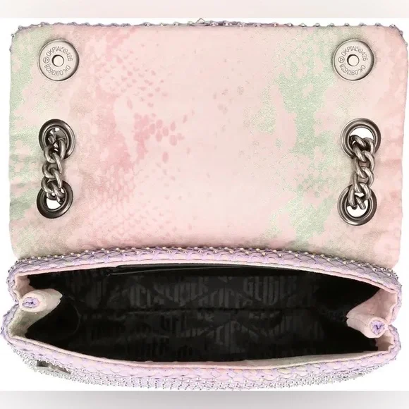 NWT Kurt Geiger London Mini Embellished Pink Rhinestone Fabric Crossbody Bag - Picture 7 of 8